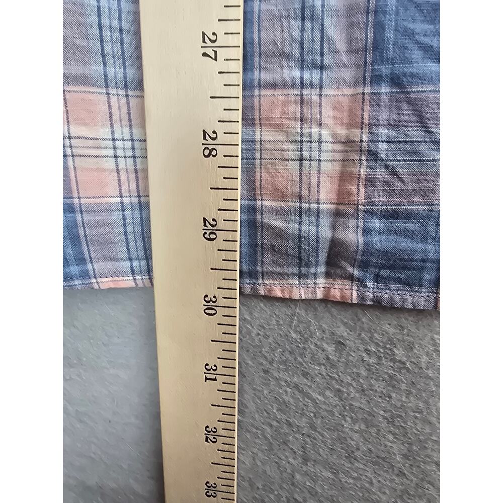 Faherty‎ Brand Mens XL Blue Pink Plaid Short Sleeve Button Down Shirt Coastal - Picture 7 of 7